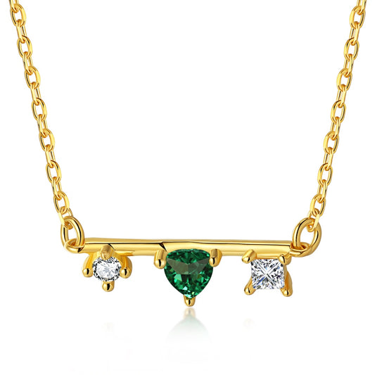 18K Gold Plated 925 Silver-5A Zircon Green Heart Necklace